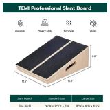 TEMI Calf Stretcher Slant Board - Professional Incline Board for Calf Stretching Heavy Duty, Adjustable Wooden Stretch Wedge Board for Foot Ankle, Achilles, Knee and Calf Stretching Exercise