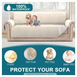 Turquoize 100% Waterproof Sofa Covers Couch Cover Sofa Cover for Dogs Couch Protector Triple Non-Slip Sofa Slipcover for 3 Cushion Couch Furniture Protector for Pets, Kids,Dog (Sofa 70", Ivory)