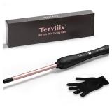 Terviiix Small Barrel Curling Iron Wand, 3/8 Inch Thin Curling Wand Iron for Short & Long Hair, Argan Oil and Keratin Infused Ceramic Curler with Digital Adjustable Temperature & Auto-Off, 9mm, Black