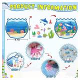 24Set Summer Craft Kits for Kids Make A Ocean Animals Worlds Stickers Scene, Summer Craft Under The Sea Scene Sticker Shark Tropical Fish Sea Animal Bulk Set for Home Classroom Game Activities