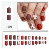 Square Press on Nails Short Fall Fake Nails Matte Autumn False Nails with Maple Leaf Designs Cute Acrylic Nails Press ons Fall Leaf Glue on Nails Reusable Stick on Nails for Women Girls 24Pcs