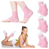 Tarpop 3 Pair Ankle Compression Sleeves for Kids Ankle Brace Compression Sleeves Foot Arch Support Sleeve Sock for Girls Ankle Sports Running Dance Fitness Gymnastics(Pink,Small)