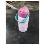 Hippypotamus Kids Water Bottle - Vacuum Insulated Stainless Steel Thermos Bottle With Straw Lid & Soft Spout For Toddlers & Kids - 12 oz (Purple Princess)