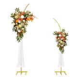 ZpigToor Metal Wedding Arch Stand,Set of 2 Gold Curved Top Arch Backdrop Stand Wedding Arches for Ceremony Birthday Anniversary Baby Shower Floral Stand Background Decoration (Gold,7.8FT & 6.7FT)