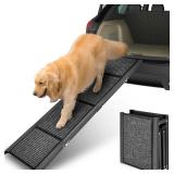 Petbank 62" Dog Ramp for Car, Foldable Large Dog Car Ramp with Anti-Slip Rug Surface, 17" Wide Dog Ramp Steps for Large Medium Small Dogs, Up to 250LBS, Dog Ramp for Cars, SUVs & Trucks