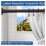 BRIOFOX Industrial Shower Curtain Rod - 2-in-1 Design Tension Curtain Rod - Never Rust Non-Slip 43 to 72 Inch Stainless Steel, Bronze Window Curtain Rod