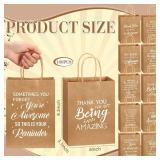 Engrowtic 100 Pcs Employee Appreciation Gifts Bags Bulk Christmas Thank You Gifts Paper Bags with Handles Small Kraft Party Favor Bags for Team Coworker Teacher Nurse, 8.3 x 3.1 x 6(Brown)