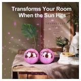 Cherry Disco Ball Decor, Double Mirror Ball Cherry Decor for DJ Club Stage Bar Party Wedding Holiday Decoration Home Pink Decor (Double Cherry-10cm, Pink)