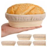 A 5 Inch Banneton Bread Proofing Basket Set of 6, Kikcoin Mini Sourdough Bread Baking Supplies, Small Banneton Basket Proofing Baskets for Sourdough Bread Baking