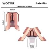 WOTOR Champagne Stoppers with Stainless Steel Champagne Bottle Stopper with Food Grade Silicone Reusable Champagne Cork, Saver Suitable for Champagne, Cava, Prosecco, Sparkling Wine (Rosegold, 2pack)