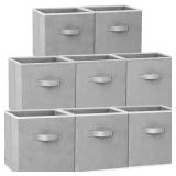 Criusia Large Storage Cubes - 13 Inch Heavy Duty Fabric Storage Bins for Shelves Closet, Cube Organizer - 8 Pack Collapsible Cube Storage Bins Baskets for Organizing Clothes Blankets Toys (Grey)