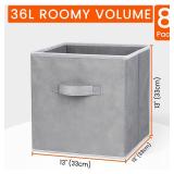 Criusia Large Storage Cubes - 13 Inch Heavy Duty Fabric Storage Bins for Shelves Closet, Cube Organizer - 8 Pack Collapsible Cube Storage Bins Baskets for Organizing Clothes Blankets Toys (Grey)