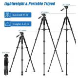 JOILCAN Tripod Camera Tripods, 74" Tripod for Camera Phone Video Recording, Heavy Duty Camera Tripod Stand, Professional Travel DSLR Tripods Compatible with Canon iPhone, Max Load 15 LB