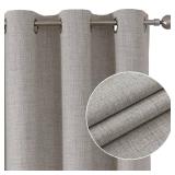 Joydeco 100% Blackout Curtains 96 Inches Long 2 Panels Set, Linen 96 Inch Blackout Curtains 2 Panels, Room Darkening Textured Curtains for Bedroom Living Room Window (52x96 inch,Greyish White)