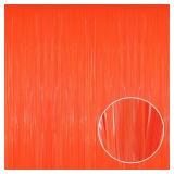 GOER 3.2 ft x 8.2 ft Metallic Tinsel Foil Fringe Curtains Party Photo Backdrop Party Streamers for Birthday,Graduation,New Year Eve Decorations Wedding Decor(1 Pack,Candy Tangerine)