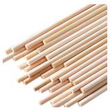 HOPELF 100PCS Dowel Rods Wood Sticks Wooden Dowel Rods - 1/4 x 17.5 Inch Bamboo Sticks - for Craftsï¼Hardwood Dowel Rod Assortmentï¼Wooden Rod Sticks Doweling Rodsï¼DIYers.