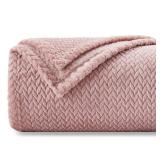 NEWCOSPLAY Super Soft Throw Blanket Dusty Pink Premium Silky Flannel Fleece Leaves Pattern Lightweight Bed Blanket All Season Use (Dusty Pink, Throw(40"x50"))