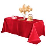 Horbaunal Red Satin Tablecloth 60 x 120 Inches Rectangle Table Cloth Bright Silky Table Cover Overlay Dining Tablecloths for Wedding Party Banquets