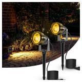 JandCase Outdoor Landscape Lighting, Auto ON Off Outdoor Spot Lights, IP66 Waterproof Landscape Lights for Yard, 3000K Warm White, 2 Pack Landscaping Lights for Garden Driveway Pathway Pool Area