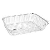 Luxshiny Stainless Steel Colander Strainer, Rectangular Strainer Basket Fruit Strainer Vegetable Fruit Colander Mesh Oil Basket French Fries Holder