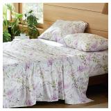 Bedsure Queen Size Bed Sheets Print Cotton Sheets - Soft Flower Percale Sheets, Crispy & Breathable Soft Floral Sheet, Cotton Bed Sheets with Deep Pocket Up to 16", Bedding Sheets & Pillowcases