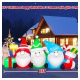 MICOCAH 6FT Long Christmas Inflatables Outdoor Decorations, Inflatable 3 Gnomes with Gifts and Candy Cane Cute Christmas Blow up Yard Decor Built-in LEDs Lighted for Holiday Xmas Party Lawn Garden