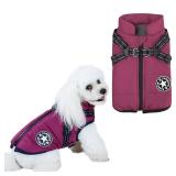 YHQPHZM Dog Coat,Warm Dog Winter Jacket Pet Jacket,Purple Waterproof Windproof Pet Coat Jacket with Built in Harness,Dog Fleece Vest with Zipper Cold Weather Coat for Small Medium Dogs(M,Purple)