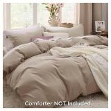 Bedsure Deep Beige Duvet Cover Queen Size - Soft Prewashed Queen Duvet Cover Set, 3 Pieces, 1 Duvet Cover 90x90 Inches with Zipper Closure and 2 Pillow Shams, Comforter Not Included