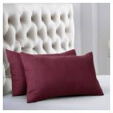 EVOLIVE Ultra Soft Brushed Microfiber King Size 20"x40" Pillowcases Pair with Envelope Clousure Set of 2 (20"x40" King, Wine)