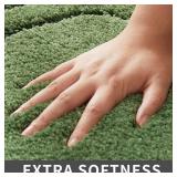 COSY HOMEER Extra Thick Bath Rugs for Bathroom - Anti-Slip Bath Linen Sets Mats Soft Plush 100% Strong Polyester Living Room Bedroom Water Absorbent(Green,20x32 - Inches)