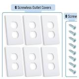 Bates- Screwless Duplex Wall Plate, 12 Pack, White Outlet Covers Wall Plate, Screwless Wall Plate Cover, Electrical Outlet Cover Plates, Screwless Wall Plates, Wall Outlet Cover, Electric Outlet Cover