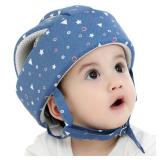 Ocanoiy Baby Safety Helmet Toddler Children Headguard Infant Head Cushion Protective Harnesses Cap Soft Adjustable Kid Safety Hat Head Protector (Starry Blue)