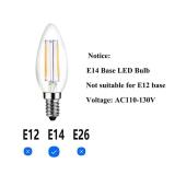 Beonllay E14 European Base LED Candelabra Light Bulbs 25W Equivalent, 110V 2700K Warm White E14 Led Bulbs 2W 250LM for Turkish Lamp, European Chandeliers, European Pendant, 6 Pack