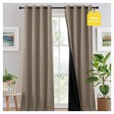 NICETOWN 100% Blackout Taupe Curtains 96 inch Long, Grommet Thermal Insulated Portable Travel Blackout Window Treatment Easy to Install for Living Room/Bedroom, W52 x L96, 2 Panels