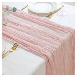 Jugbey Dusty Pink Cheesecloth Table Runner 10ft Boho Rustic Gauze Cheese Cloth Table Runner for Wedding Party Bridal Baby Shower Birthday Reception Feasts Ceremoy Table Decorations