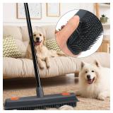 MAVRIZ Pet Hair Removal Rubber Broom with Squeegee Carpet Rake for Fluff Rug Silicone Broom for Hardwood Floor