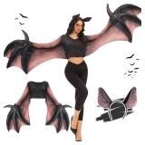 Funnlot Bat Costume Women Set, Bat Wings Costume with Bat Ear Headband Adult Halloween Womens Bat Costume Role Play Free Size