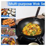 Souped Up Recipes 12.5 Inch Carbon Steel Wok For Electric, Induction and Gas Stoves (Lid, Spatula and User Guide Video Included)