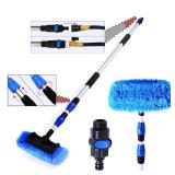 ZOLKER 5-12 Foot (20ft Reach) Deluxe Flow Through Car Wash Brush,Long Handle Telescopic Extension Pole Brush; Solar Panel Cleaning Brush; Soft Bristles Head Cleaning RV;Boat;Solar Panel, Deck,Floor