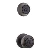 Kwikset SmartKey Security Classic Venetian Bronze Entry Knob and Single Cylinder Deadbolt KW1 2-3/4