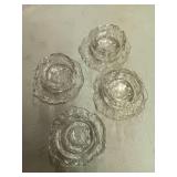 Set of 4 Handcrafted Lead-Free Crystal Glass Tealight Candle Holders with Tray - Perfect for Wedding Centerpieces, Party Decor, and Home Decor (Clear)