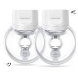 Momcozy S12 Pro Hands-Free Breast Pump Wearable, Double Wireless Pump with Comfortable Double-Sealed Flange, 3 Modes & 9 Levels Electric Pump Portable, Smart Display, 24mm, 2 Pack, Silicone, White