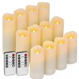 12 Pc LED Candles Flickering Flameless Candles with Remote & Timer for Romantic Ambiance, Home Decor Mood Lighting Cozy Fall Decor Battery Operated Candles, Outdoor Waterproof