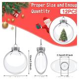 KIMOBER 12PCS Plastic Discs Ornaments,3.9 Inch Clear Flat Sphere Fillable Hanging Ornament Ball for DIY Craft Xmas Tree Decoration