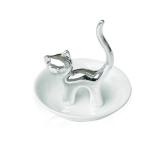 Lependor Cute Animals Cat Ring Holder Ring Dish Jewelry Holder Rings Bracelets Earrings Trinket Tray for Women Girls Birthday Gift - Silver Cat