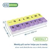 EZY DOSE Weekly (14-Day) Pill Case, Medicine Planner, Vitamin Organizer, Large Snap Compartments, Easy-To-Open, BPA Free, Color May Vary, BPA Free