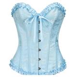 SZIVYSHI Azure Blue Corset Top for Women - Overbust Lace Up Waist Cincher Bustier Lingerie - Corsett - Size M