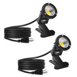 Taysing LED Spot Lights Plug in Outdoor Indoor Light 7W 3000K 6.6ft Power Cord Waterproof Landscape Lights Spotlight with Clip for Plants Yard Garden Accent Lighting Ambient Light 2 Pack