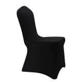 WELMATCH Black Stretch Spandex Chair Covers - 12 pcs Wedding Party Dining Scuba Elastic Chair Covers (Black, 12)