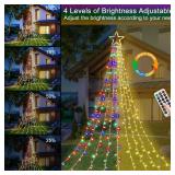 PUHONG Color Changing Christmas Lights,4 in1 Outdoor Star String Lights,16.4Ft 320 LED Christmas Decoration [11 Modes & Waterproof & with Remote] for Halloween Xmas New Year Holiday